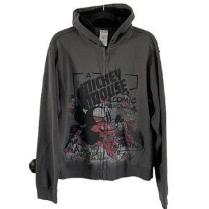 Disney Store Mickey Mouse Graphic Gray Hooded Full Zip Jacket, Sz Medium